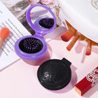 2pcs Folding Travel Mirror Hair Brushes Round Mirror Pocket Hair Brush Portable Mini Pop Up Hair Brushes for Women Girls Wet and Dry Hair (Purple, Black)