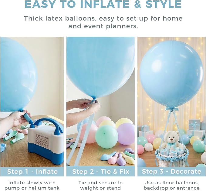 LovesTown 12 PCS Pastel Large Balloons, 36 Inch Latex Giant Balloons - Image 6
