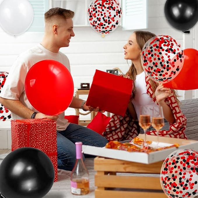 68Pcs Red Black White Latex Balloons 12 Inch - Image 6