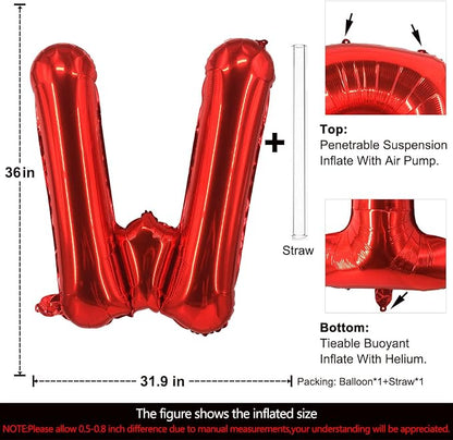 Lovoir 40 Inch Large Red Letter W Balloons Big Size Jumbo Mylar Foil Helium - Image 2