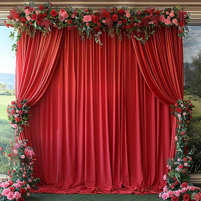 10x10ft Wrinkle Free Red Backdrop Curtain - Image 7