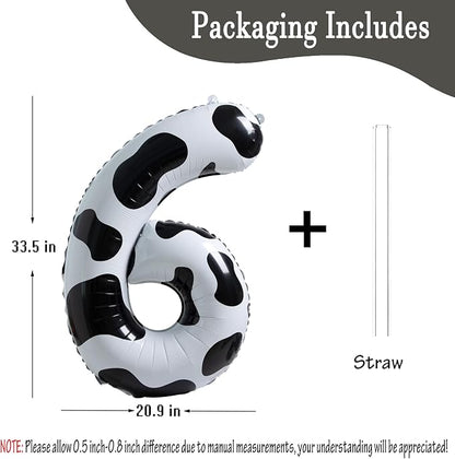 Cow Print Number 6 Balloon, Large 40 Inch Cow Number Birthday Balloons | Helium - Image 4