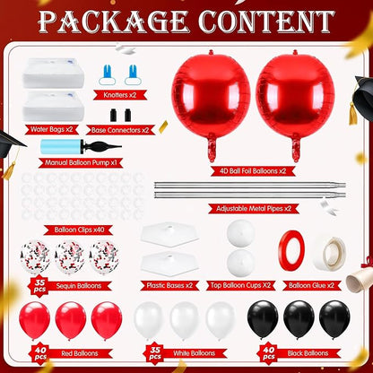 2 Sets Red Black and White Balloon Column Stand Kit, Adjustable Floor Balloon - Image 2