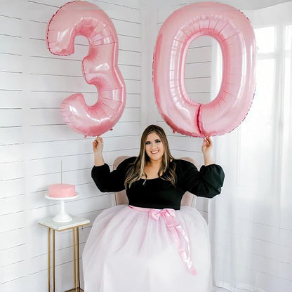 40" Balloon Number 0 Pastel Pink, Large Foil Pink Number Balloons Set 0-9 - Image 5