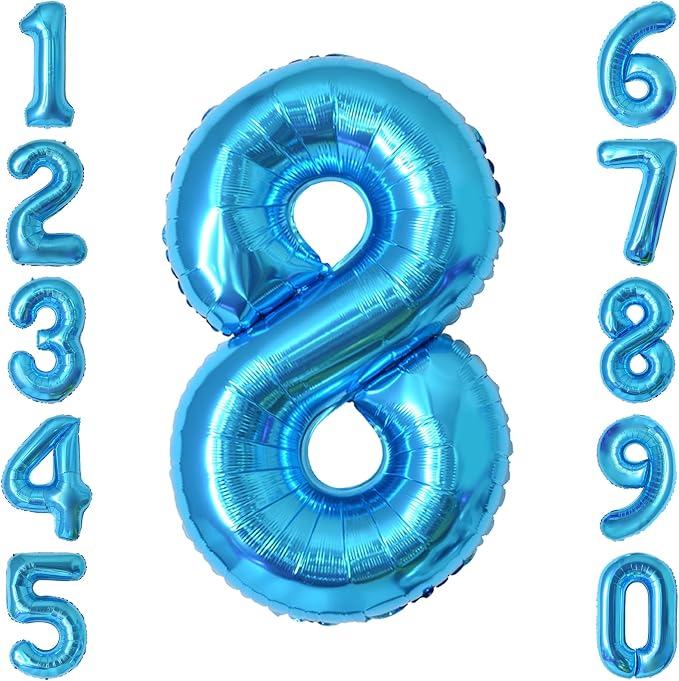Light Blue Number 8 Balloon 40 Inch, Foil Numeral by Unknown