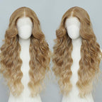 Ombre Blonde Synthetic Lace Front Wigs Pre Plucked 26 Inch Long Wavy 100% Futura Premium 13x4 HD Lace Wigs For Black Women Ready to Wear Beginner Friendly Daily Party Use