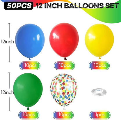 Red Blue Yellow Green Balloon Set, 12 Inch Carnival Circus Party Balloon Red - Image 2