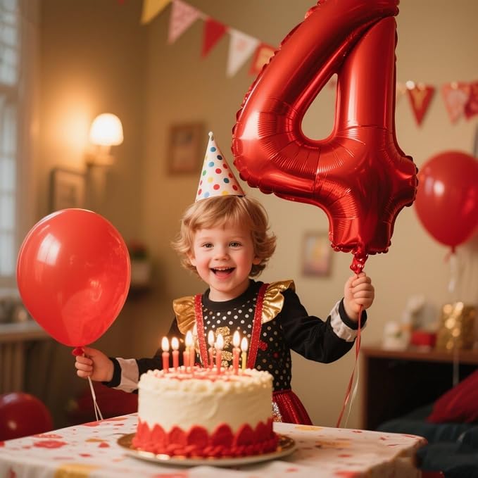 4 Balloon 40 inch Red Number Balloons - Image 3