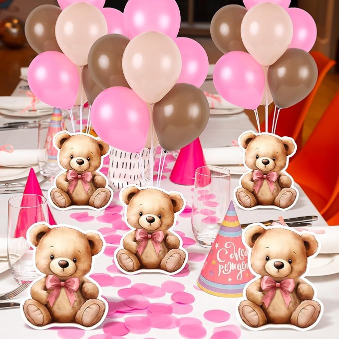 12 Sets Pink Bear Baby Shower Balloon Stand Kit - Image 2