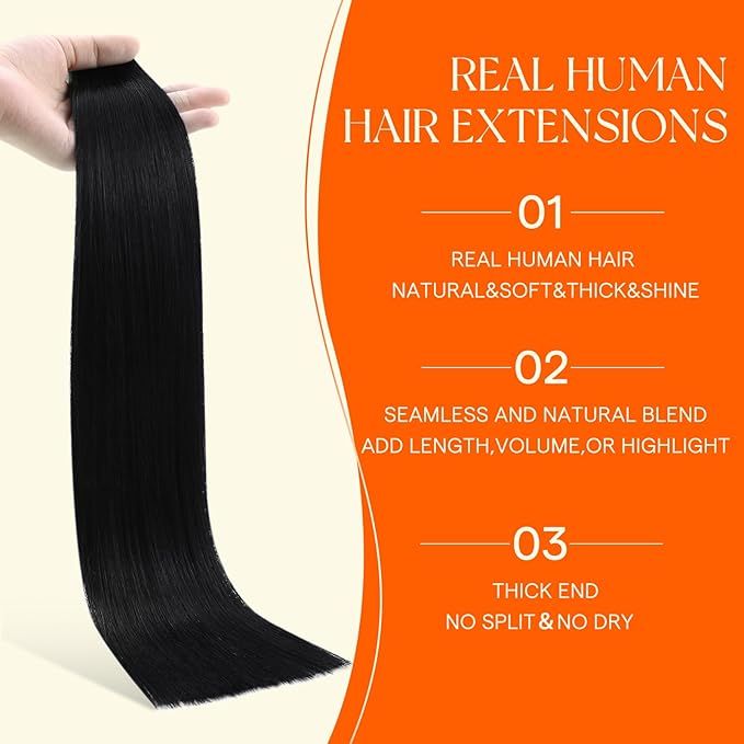 Full Shine Invisi Edge Tape in Hair Extensions 14 Inch Color 1 Black Machine Remy Invisible Injected Tape in Extensions Real Human Hair 20 Pcs Add Volume for Wedding 40 Grams
