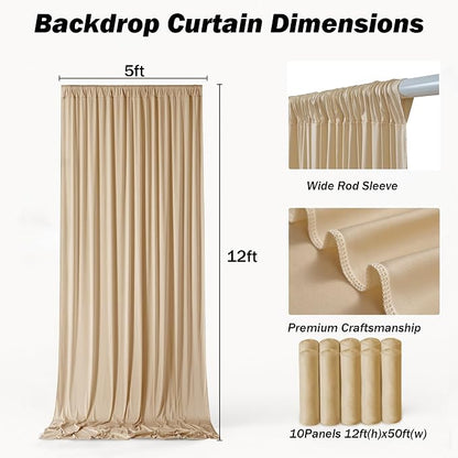 50ft×12ft Champagne Backdrop Curtain - Image 7