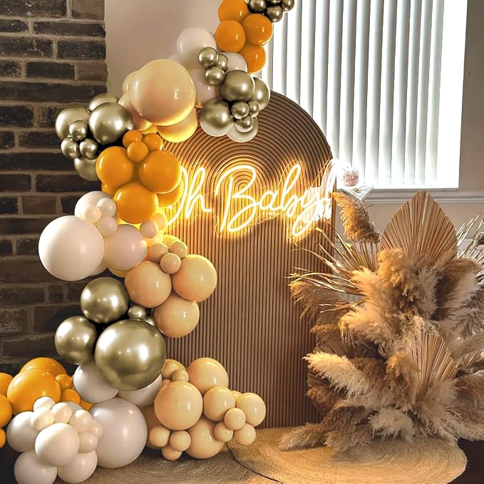 Yellow White Nude Gold Balloon Garland Arch Kit - Image 6