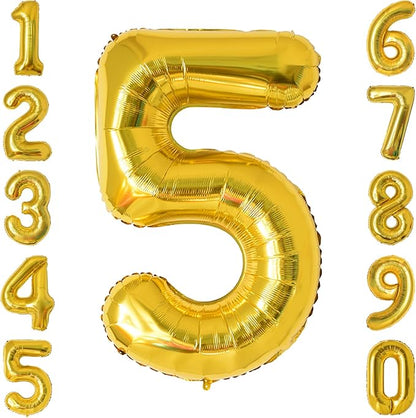 Gold Number 5 Balloon 40 Inch, Shiny Foil Decors by Unknown