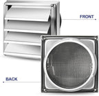 Funmit 6'' Metal Dryer Vent Cover, 7"x7" Outside Dimensions with Metal Mesh Screen, Outdoor Stainless Steel Louvered Vent Cover Includes 4 Screw for Easy Installation