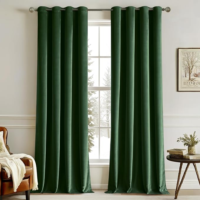 MIULEE Velvet Curtains Christmas Emerald Green 52 x 96 Inch Length Set of 2 | by MIULEE