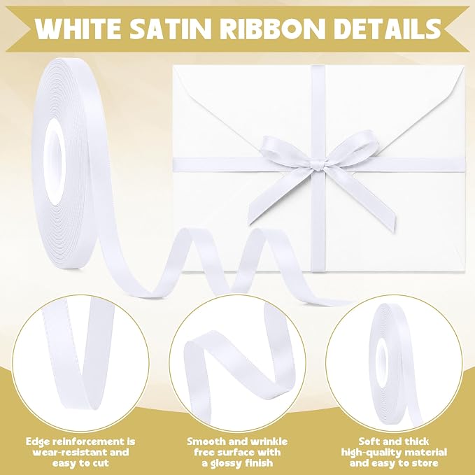 30Yards Thin White Ribbon 3/8In - Image 3