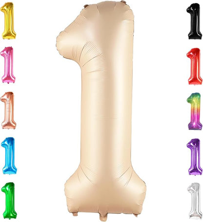 KatchOn Beige Number 1 Balloon 40 Inch | Number One Balloon by KatchOn