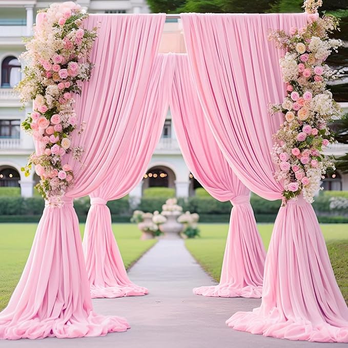 20ft x 10ft Wrinkle Free Pink Backdrop Curtains - Image 7