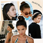 Headbands for Women, Wide Elastic Head Bands, Non-Slip Thick Hair Bands, Sports Stretchy Sweat Bands, Large Knotted Soft Headband for Washing Face, Makeup, Workout, Spa, Fashion, 6-Pack Black