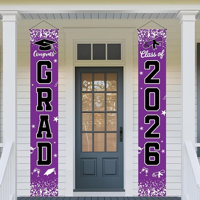 Graduation Decorations 2026 Purple Set, Congrats Grad Decor Set - Image 7