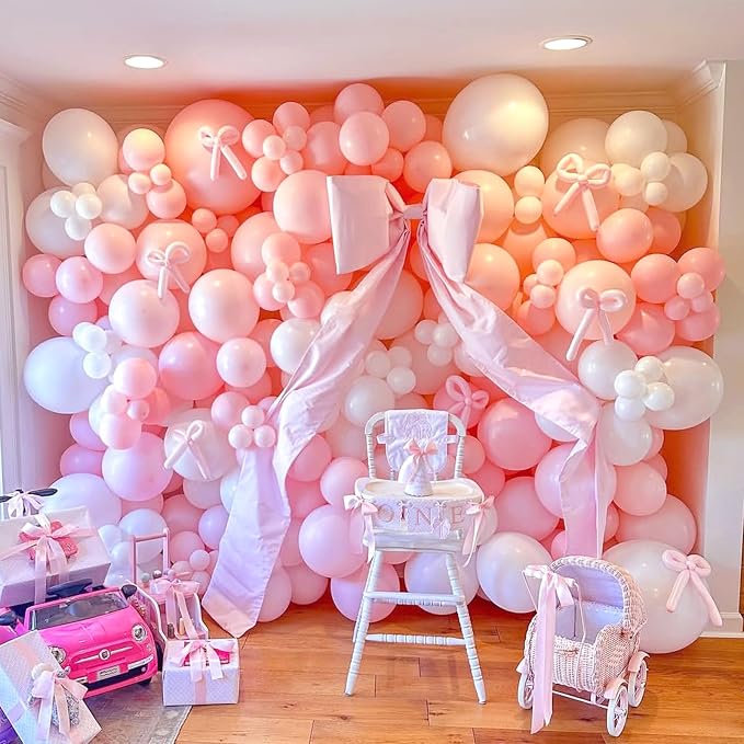 Pink Bow Balloons Garland Arch Kit - Image 6