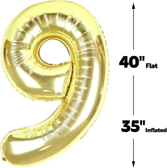 Champagne Gold Number 9 Balloon 40 inch, Balloon numbers party supplies - Image 3