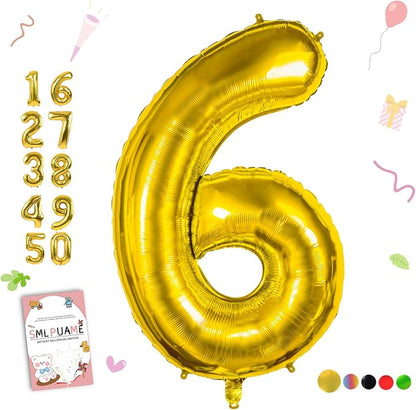 40 inch Number Balloon 0-9 Gold Large Number 6 Balloons, Digital Balloons by Smlpuame