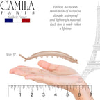 Camila Paris CP3458 French Hair Barrette Clip, Flexible Ponytail Holder No Metal Parts, Strong Hold Grip Hair Clips for Women, No Slip and Durable Styling Girls Hair Accessories, Made in France
