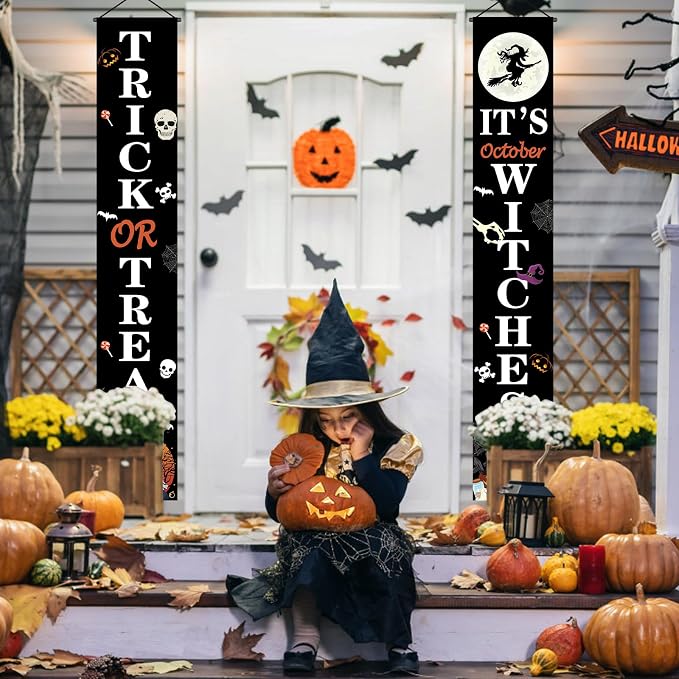 Hanging Halloween Door Decorations, 70-inch Front Door Banner Decor Porch Sign - Image 7