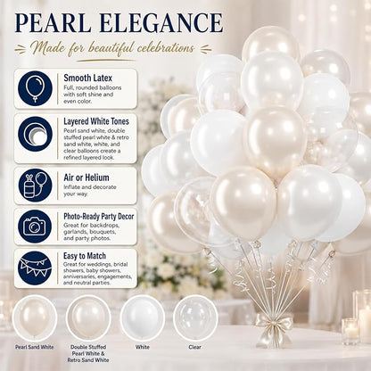 Pearl White Balloons, Elegant Neutral Boho Nude Bridal Shower Baby Birthday - Image 7