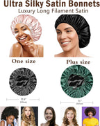 2Pcs Hair Bonnets For Sleeping Satin Bonnet Silk Bonnets For Women Silky Night Caps Womens Curly Hair Sleep Cap