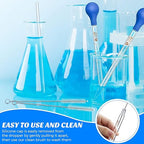 Weewooday Glass Droppers Pipettes Graduated Lab Dropper Glass Liquid Pipette with Big Rubber Hats 20 cm Stir Rod Washing Brush Transfer for Liquid Essential Oil(8 Pieces,Blue,10 ml)