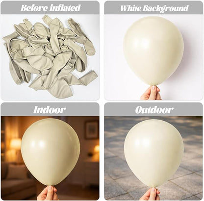Voircoloria 130pcs White Sand Balloons Garland Arch Kit, 18 12 10 5 Inch | - Image 3