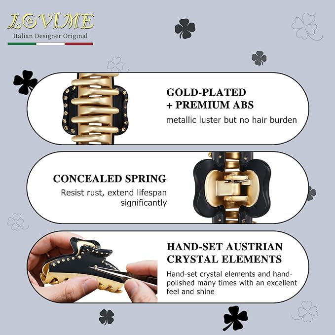 2026 Premium Durable Hair Claw Clip for Women, Original Italian Designed Strong Grip Hair Clips for Normal Fine Thin Hair, No Slip Jaw Clips with Gift Box for Christmas Birthday Girls, 3 Inch Black