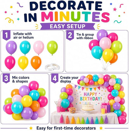 Rainbow Balloons, Hot Pink, Teal Blue, Kids Birthday Luau Beach Summer Pool - Image 8