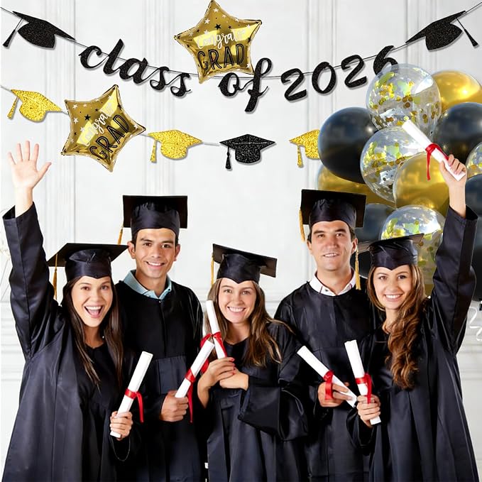 Graduation Decorations 2026, Class of 2026 Black and Gold Graduation Party - Image 7