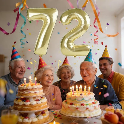 40 Inch Number 72 Balloons for 72nd Birthday Party Decorations, 0-100 Champagne - Image 2