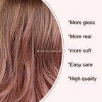 EMMOR Long Wavy Wigs with Bangs for Women, 20 Inch Natural Curly Hair With Air Bang Synthetic Ombre Wigs, Party Cosplay Daily Use