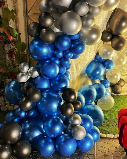 Royal Blue Black and Silver Balloons Garland Arch Kit - Image 7