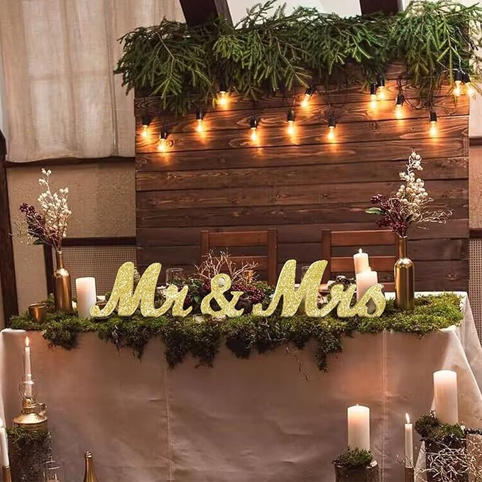 VIOPVERY Wooden Mr & Mrs Wedding Sign - Image 3