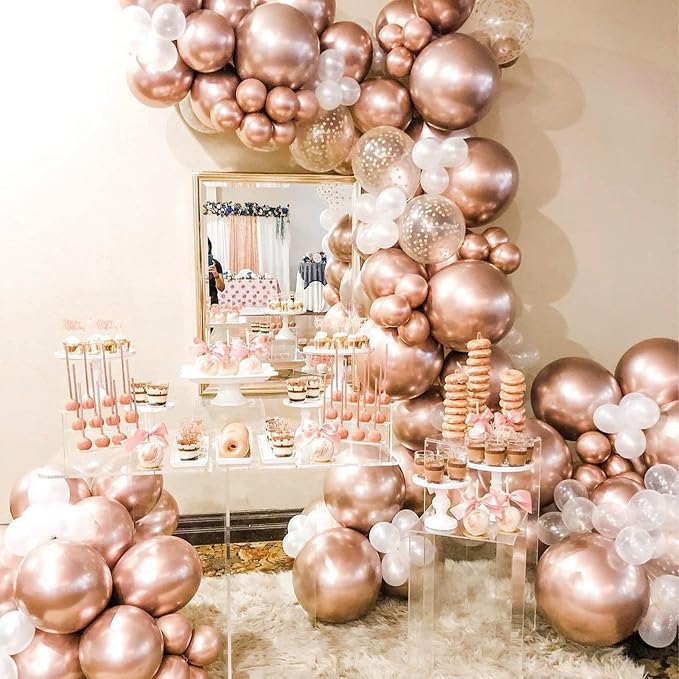 PartyWoo Rose Gold Balloons 4pcs Metallic Chrome Rose Gold Color | 36 Inch - Image 6