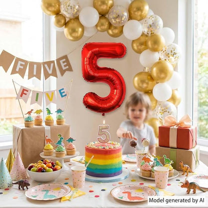 Red Number 5 Balloon 40 Inch, Foil Numeral - Image 6