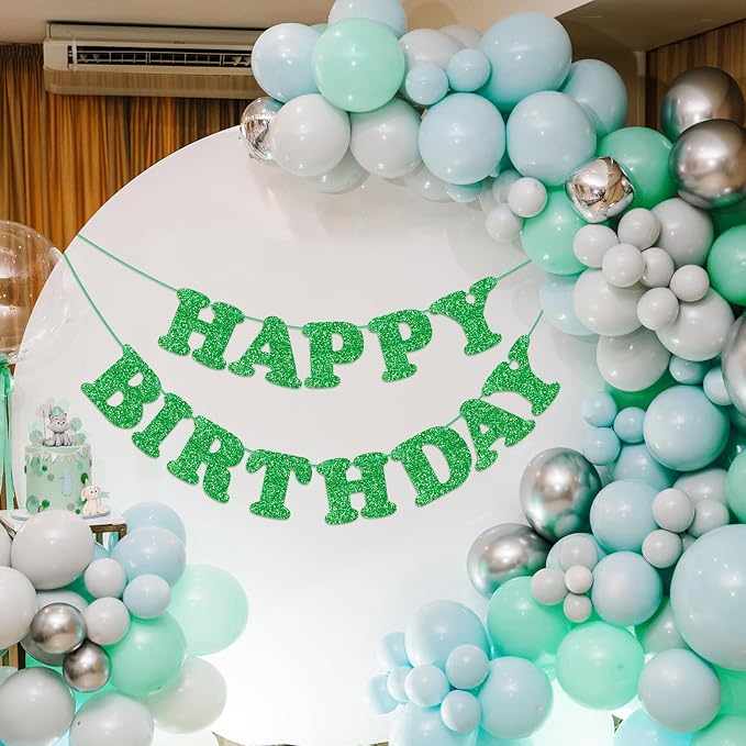 Green Happy Birthday Banner Birthday Party Decorations Happy Birthday Banner - Image 2