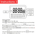 Digital Multifunction Timer with Clock, 10 Preset Alarms, Countup & Countdown, Memory Settings, White