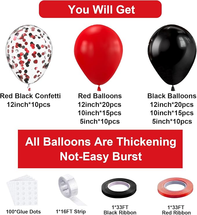Red Black Balloons Garland Kit - Image 2