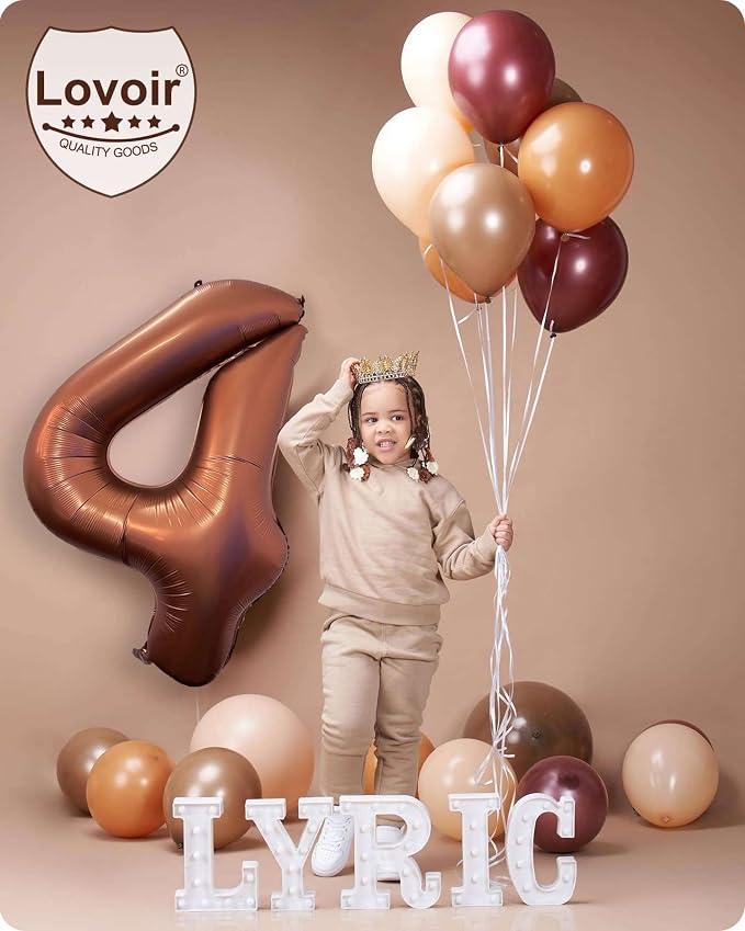 40 Inch Coffee Brown Number 1 Balloon Large Size Jumbo Digit Mylar Foil Retro - Image 5