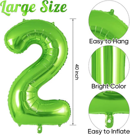 Green Number 2 Balloon 40 Inch, Big Large Foil Helium Number Balloons, Jumbo - Image 3