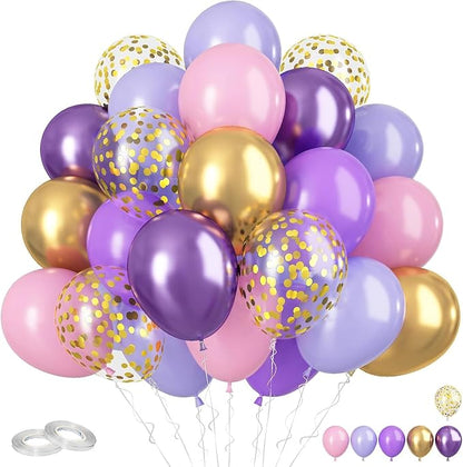 Pink and Purple Balloons, Metallic Purple, Women Girls Baby Bridal Showers by FunHot