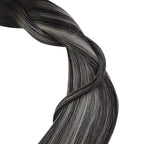 YoungSee Black Tape in Hair Extensions Human Hair Invisible Tape on Human Hair Extensions Ombre Black to Silver Real Hair Tape-in Extension for Women Silky Straight Hair Extensiones 18In 50g 20pcs