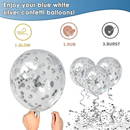 Navy Blue White Silver Balloons 50 Pcs 12 Inch | Wedding Bridal Shower - Image 5